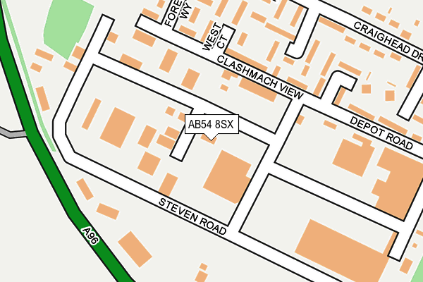 AB54 8SX map - OS OpenMap – Local (Ordnance Survey) AB54 8SX map - OS OpenMap – Local (Ordnance Survey)