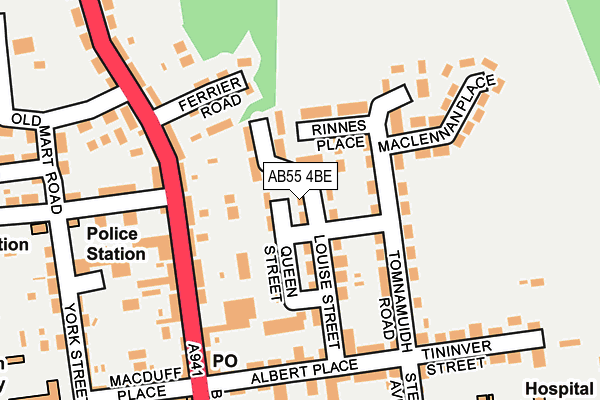 AB55 4BE map - OS OpenMap – Local (Ordnance Survey) AB55 4BE map - OS OpenMap – Local (Ordnance Survey)