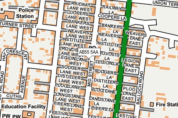 AB55 5AA map - OS OpenMap – Local (Ordnance Survey) AB55 5AA map - OS OpenMap – Local (Ordnance Survey)
