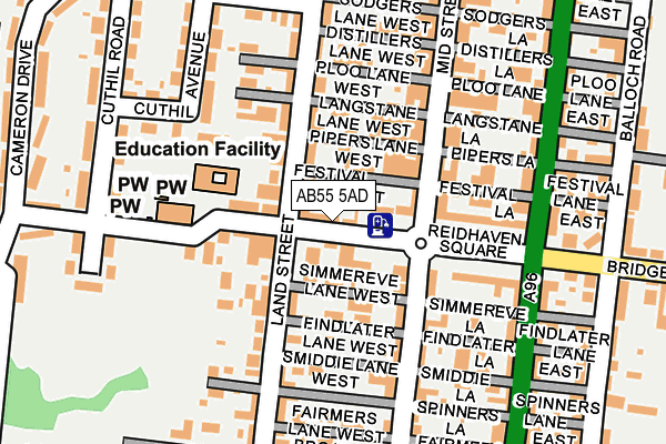 AB55 5AD map - OS OpenMap – Local (Ordnance Survey) AB55 5AD map - OS OpenMap – Local (Ordnance Survey)