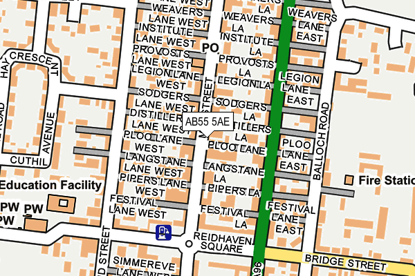 AB55 5AE map - OS OpenMap – Local (Ordnance Survey) AB55 5AE map - OS OpenMap – Local (Ordnance Survey)