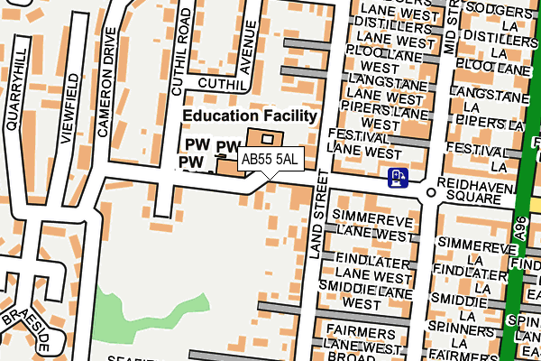 AB55 5AL map - OS OpenMap – Local (Ordnance Survey) AB55 5AL map - OS OpenMap – Local (Ordnance Survey)