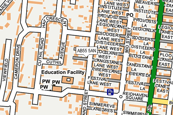 AB55 5AN map - OS OpenMap – Local (Ordnance Survey) AB55 5AN map - OS OpenMap – Local (Ordnance Survey)