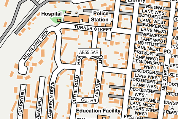 AB55 5AR map - OS OpenMap – Local (Ordnance Survey) AB55 5AR map - OS OpenMap – Local (Ordnance Survey)