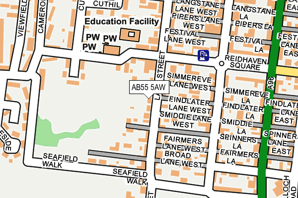 AB55 5AW map - OS OpenMap – Local (Ordnance Survey) AB55 5AW map - OS OpenMap – Local (Ordnance Survey)