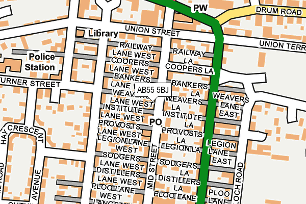 AB55 5BJ map - OS OpenMap – Local (Ordnance Survey) AB55 5BJ map - OS OpenMap – Local (Ordnance Survey)