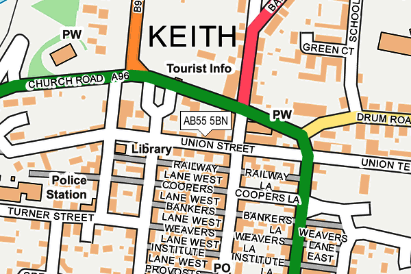 AB55 5BN map - OS OpenMap – Local (Ordnance Survey) AB55 5BN map - OS OpenMap – Local (Ordnance Survey)