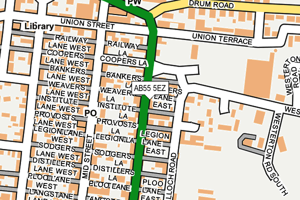 AB55 5EZ map - OS OpenMap – Local (Ordnance Survey) AB55 5EZ map - OS OpenMap – Local (Ordnance Survey)