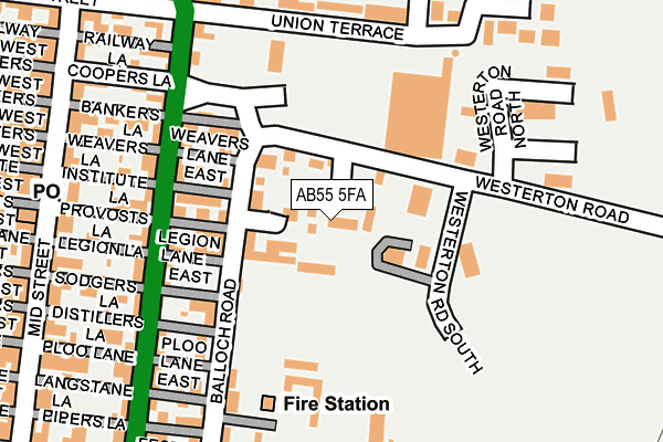 AB55 5FA map - OS OpenMap – Local (Ordnance Survey) AB55 5FA map - OS OpenMap – Local (Ordnance Survey)
