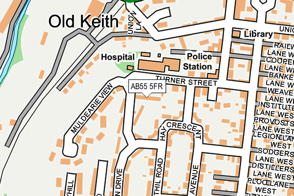 AB55 5FR map - OS OpenMap – Local (Ordnance Survey) AB55 5FR map - OS OpenMap – Local (Ordnance Survey)