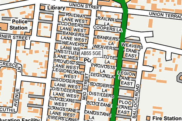 AB55 5GE map - OS OpenMap – Local (Ordnance Survey) AB55 5GE map - OS OpenMap – Local (Ordnance Survey)