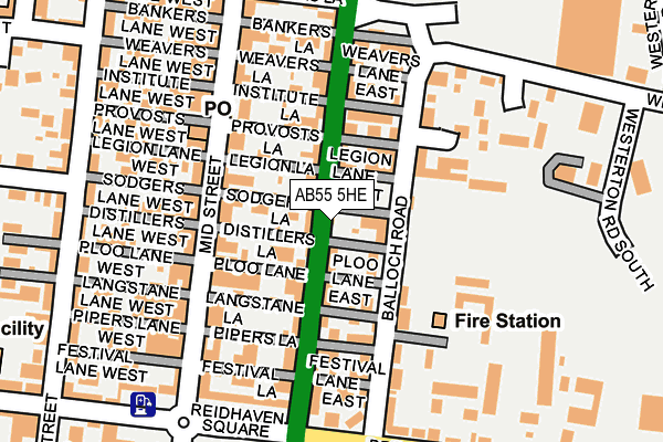 AB55 5HE map - OS OpenMap – Local (Ordnance Survey) AB55 5HE map - OS OpenMap – Local (Ordnance Survey)