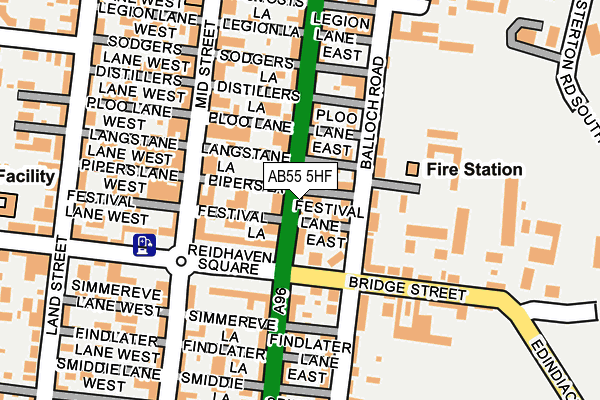 AB55 5HF map - OS OpenMap – Local (Ordnance Survey) AB55 5HF map - OS OpenMap – Local (Ordnance Survey)