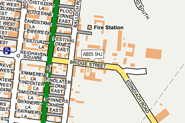 AB55 5HJ map - OS OpenMap – Local (Ordnance Survey) AB55 5HJ map - OS OpenMap – Local (Ordnance Survey)