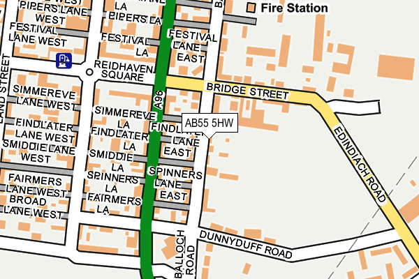 AB55 5HW map - OS OpenMap – Local (Ordnance Survey) AB55 5HW map - OS OpenMap – Local (Ordnance Survey)