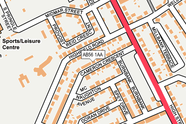 AB56 1AA map - OS OpenMap – Local (Ordnance Survey) AB56 1AA map - OS OpenMap – Local (Ordnance Survey)