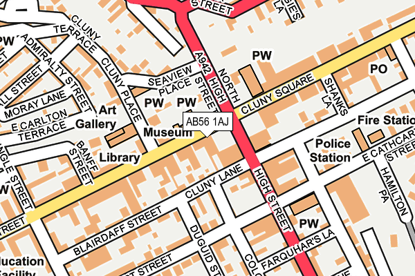 AB56 1AJ map - OS OpenMap – Local (Ordnance Survey) AB56 1AJ map - OS OpenMap – Local (Ordnance Survey)
