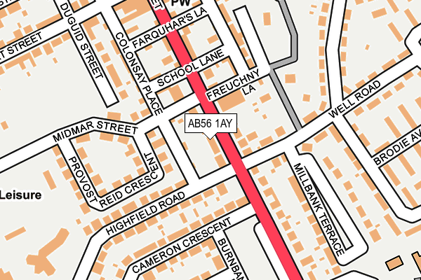 AB56 1AY map - OS OpenMap – Local (Ordnance Survey) AB56 1AY map - OS OpenMap – Local (Ordnance Survey)