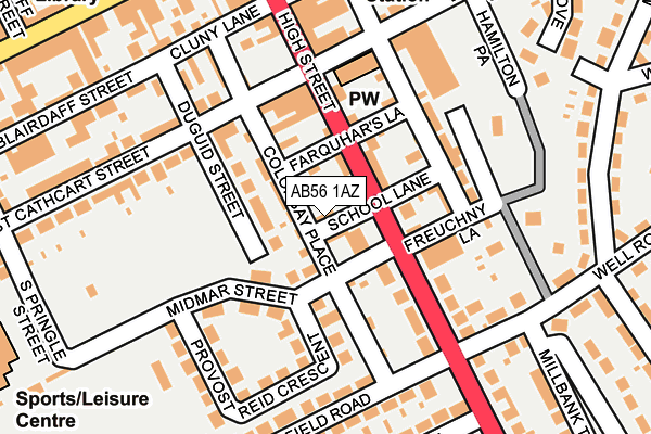 AB56 1AZ map - OS OpenMap – Local (Ordnance Survey) AB56 1AZ map - OS OpenMap – Local (Ordnance Survey)