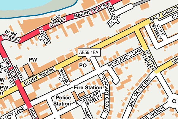 AB56 1BA map - OS OpenMap – Local (Ordnance Survey) AB56 1BA map - OS OpenMap – Local (Ordnance Survey)