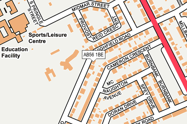 AB56 1BE map - OS OpenMap – Local (Ordnance Survey) AB56 1BE map - OS OpenMap – Local (Ordnance Survey)
