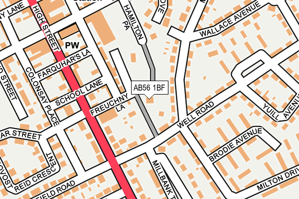 AB56 1BF map - OS OpenMap – Local (Ordnance Survey) AB56 1BF map - OS OpenMap – Local (Ordnance Survey)