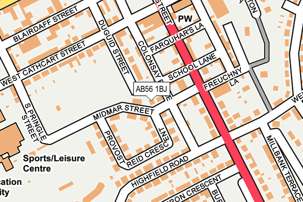 AB56 1BJ map - OS OpenMap – Local (Ordnance Survey)