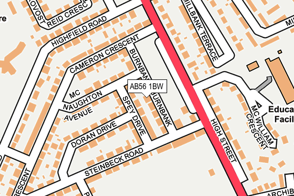 AB56 1BW map - OS OpenMap – Local (Ordnance Survey) AB56 1BW map - OS OpenMap – Local (Ordnance Survey)