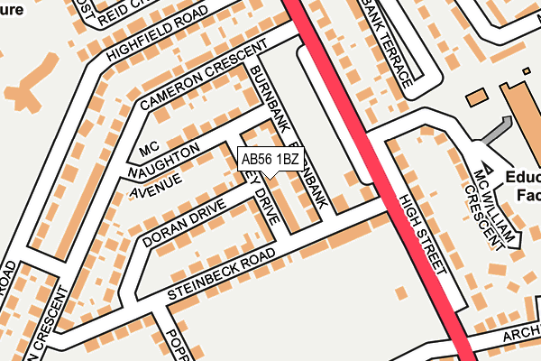 AB56 1BZ map - OS OpenMap – Local (Ordnance Survey) AB56 1BZ map - OS OpenMap – Local (Ordnance Survey)