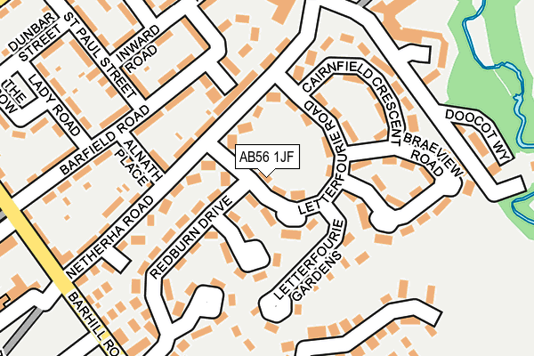 AB56 1JF map - OS OpenMap – Local (Ordnance Survey) AB56 1JF map - OS OpenMap – Local (Ordnance Survey)