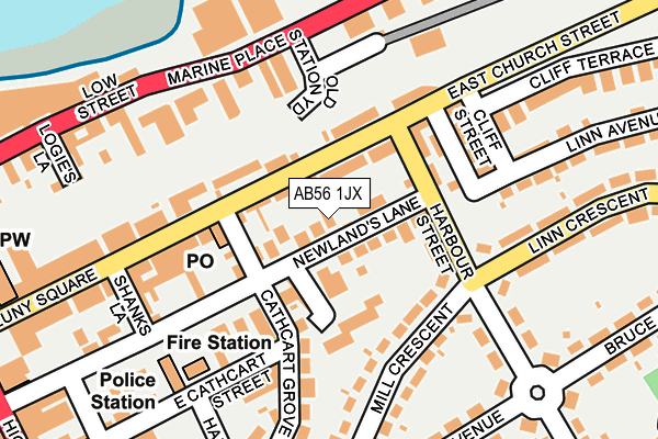 AB56 1JX map - OS OpenMap – Local (Ordnance Survey) AB56 1JX map - OS OpenMap – Local (Ordnance Survey)