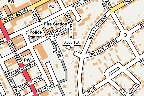 AB56 1LA map - OS OpenMap – Local (Ordnance Survey) AB56 1LA map - OS OpenMap – Local (Ordnance Survey)