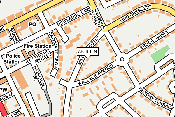 AB56 1LN map - OS OpenMap – Local (Ordnance Survey) AB56 1LN map - OS OpenMap – Local (Ordnance Survey)