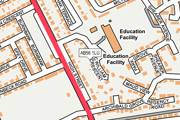AB56 1LU map - OS OpenMap – Local (Ordnance Survey) AB56 1LU map - OS OpenMap – Local (Ordnance Survey)