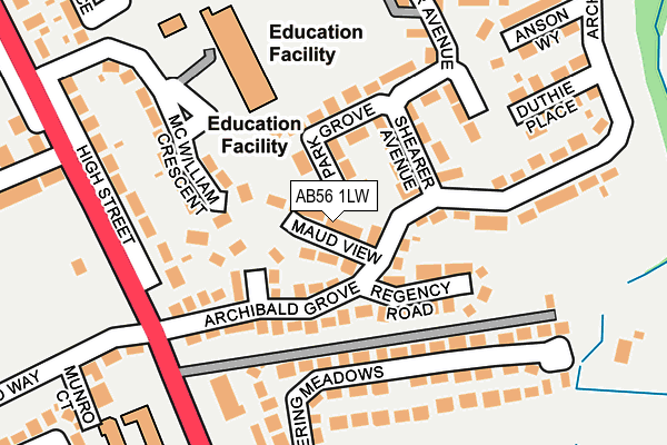 AB56 1LW map - OS OpenMap – Local (Ordnance Survey) AB56 1LW map - OS OpenMap – Local (Ordnance Survey)