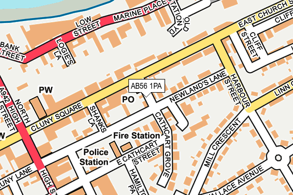 AB56 1PA map - OS OpenMap – Local (Ordnance Survey)