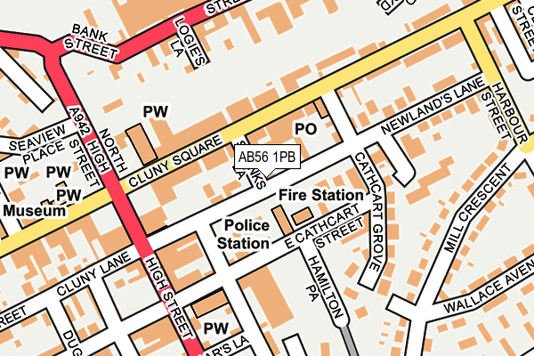 AB56 1PB map - OS OpenMap – Local (Ordnance Survey) AB56 1PB map - OS OpenMap – Local (Ordnance Survey)