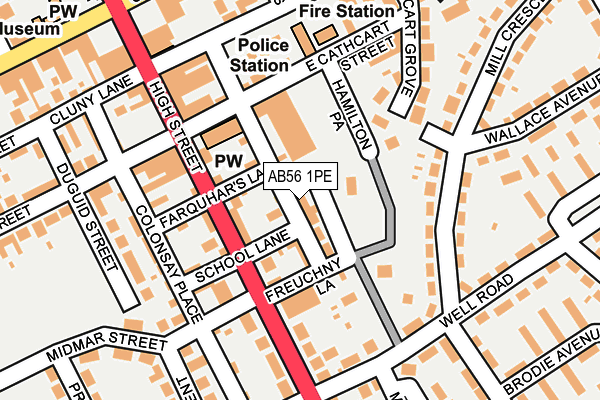 AB56 1PE map - OS OpenMap – Local (Ordnance Survey) AB56 1PE map - OS OpenMap – Local (Ordnance Survey)