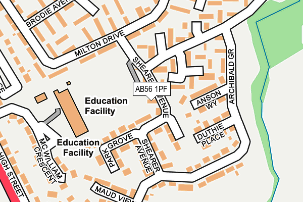 AB56 1PF map - OS OpenMap – Local (Ordnance Survey) AB56 1PF map - OS OpenMap – Local (Ordnance Survey)