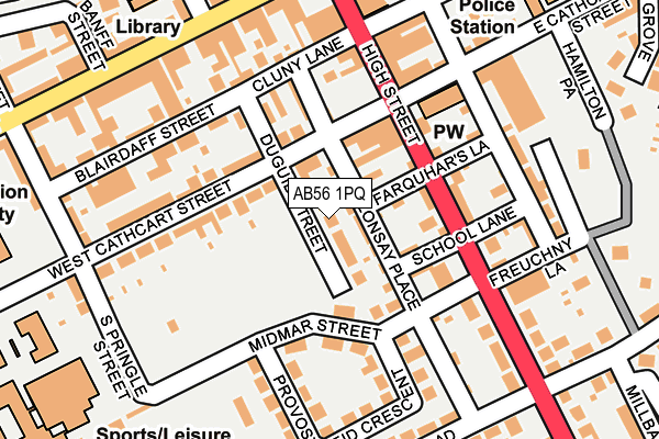 AB56 1PQ map - OS OpenMap – Local (Ordnance Survey) AB56 1PQ map - OS OpenMap – Local (Ordnance Survey)