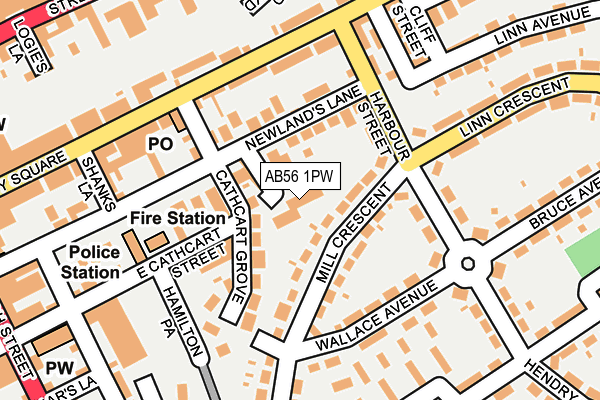 AB56 1PW map - OS OpenMap – Local (Ordnance Survey) AB56 1PW map - OS OpenMap – Local (Ordnance Survey)