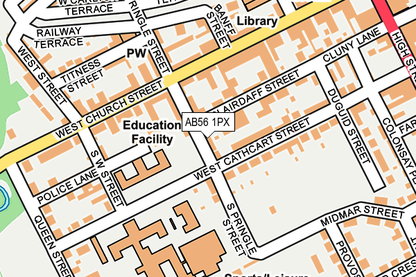 AB56 1PX map - OS OpenMap – Local (Ordnance Survey) AB56 1PX map - OS OpenMap – Local (Ordnance Survey)
