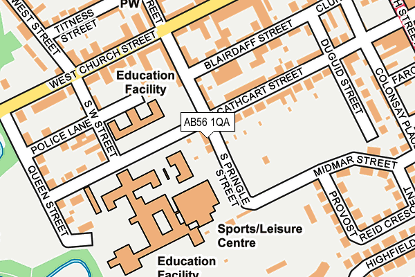 AB56 1QA map - OS OpenMap – Local (Ordnance Survey) AB56 1QA map - OS OpenMap – Local (Ordnance Survey)