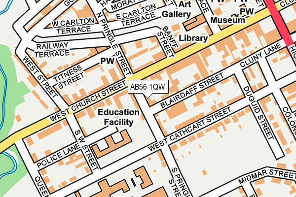 AB56 1QW map - OS OpenMap – Local (Ordnance Survey) AB56 1QW map - OS OpenMap – Local (Ordnance Survey)