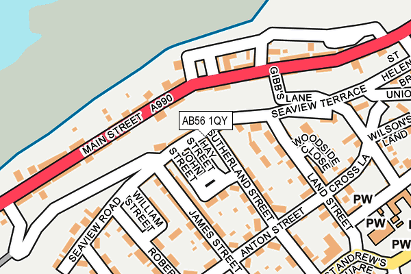 AB56 1QY map - OS OpenMap – Local (Ordnance Survey) AB56 1QY map - OS OpenMap – Local (Ordnance Survey)