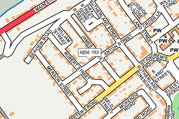 AB56 1RX map - OS OpenMap – Local (Ordnance Survey) AB56 1RX map - OS OpenMap – Local (Ordnance Survey)