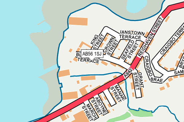 AB56 1SJ map - OS OpenMap – Local (Ordnance Survey) AB56 1SJ map - OS OpenMap – Local (Ordnance Survey)