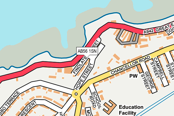 AB56 1SN map - OS OpenMap – Local (Ordnance Survey) AB56 1SN map - OS OpenMap – Local (Ordnance Survey)