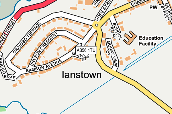 AB56 1TU map - OS OpenMap – Local (Ordnance Survey) AB56 1TU map - OS OpenMap – Local (Ordnance Survey)
