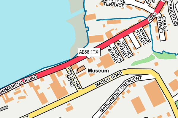 AB56 1TX map - OS OpenMap – Local (Ordnance Survey) AB56 1TX map - OS OpenMap – Local (Ordnance Survey)